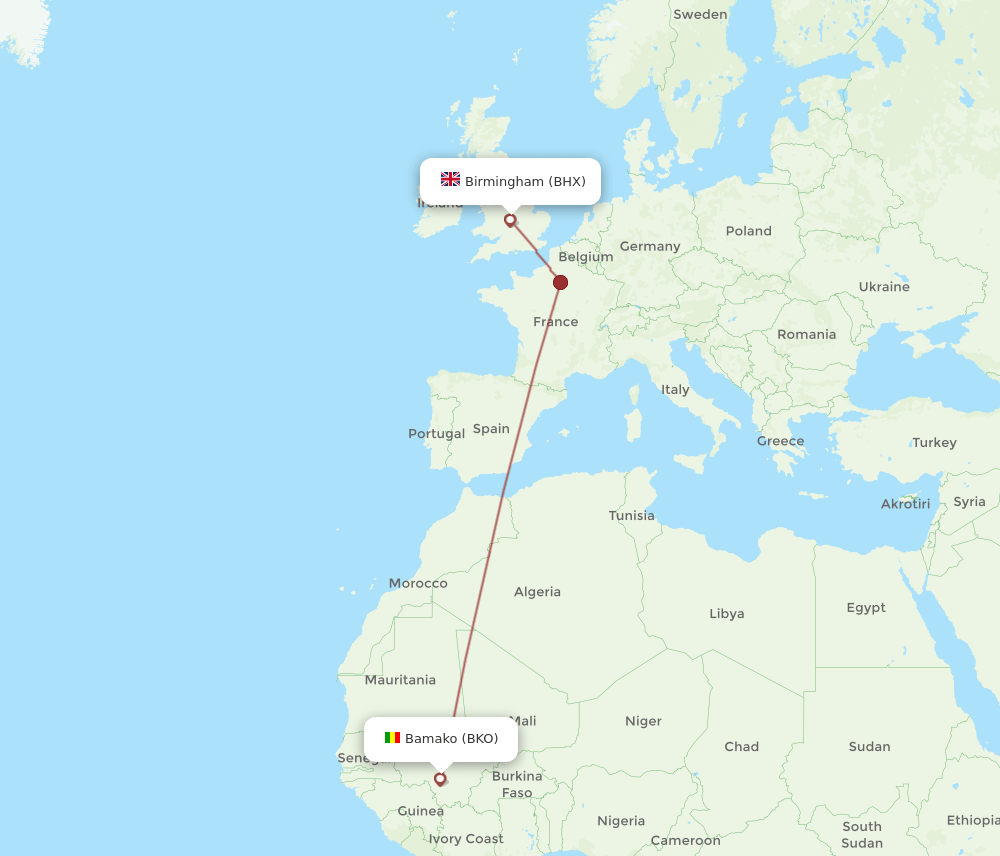 BHX-BKO flight routes