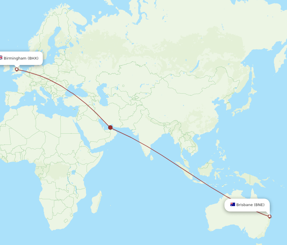 BHX-BNE flight routes