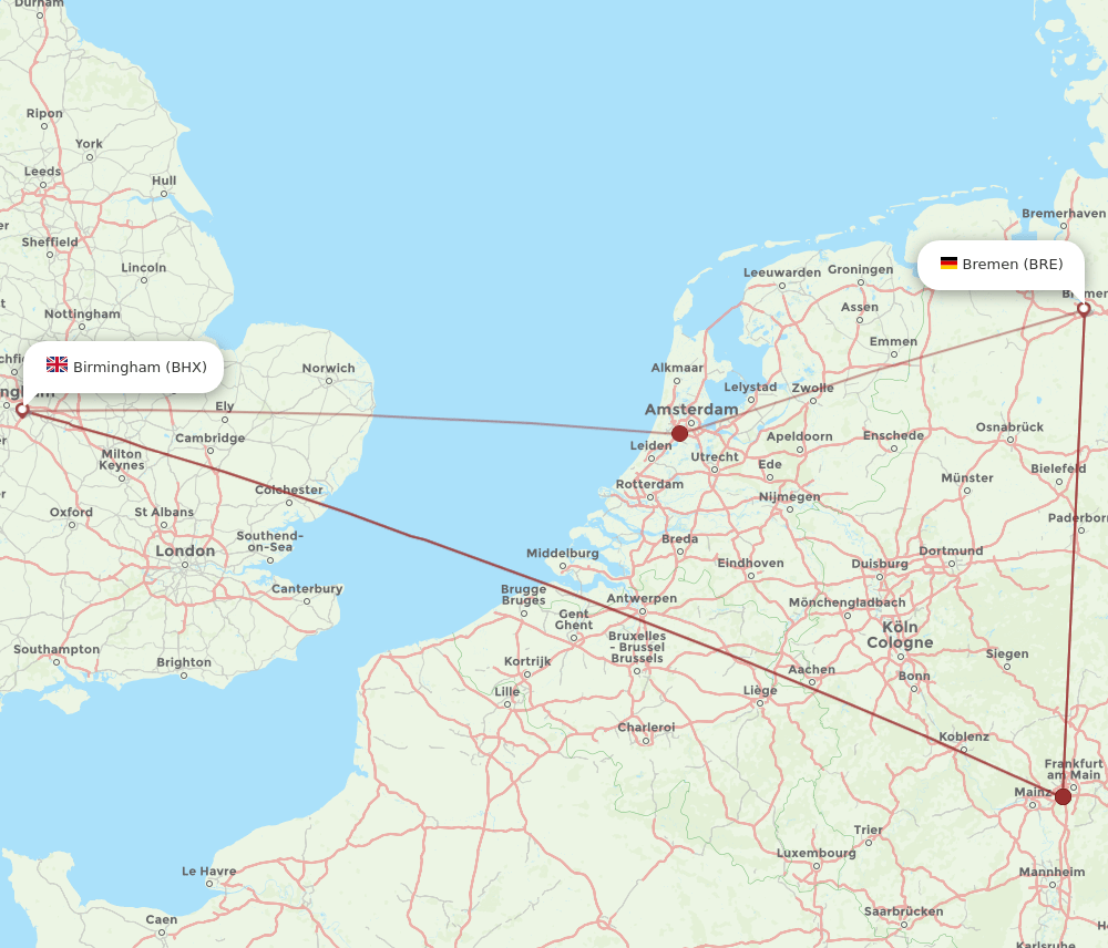 BHX-BRE flight routes