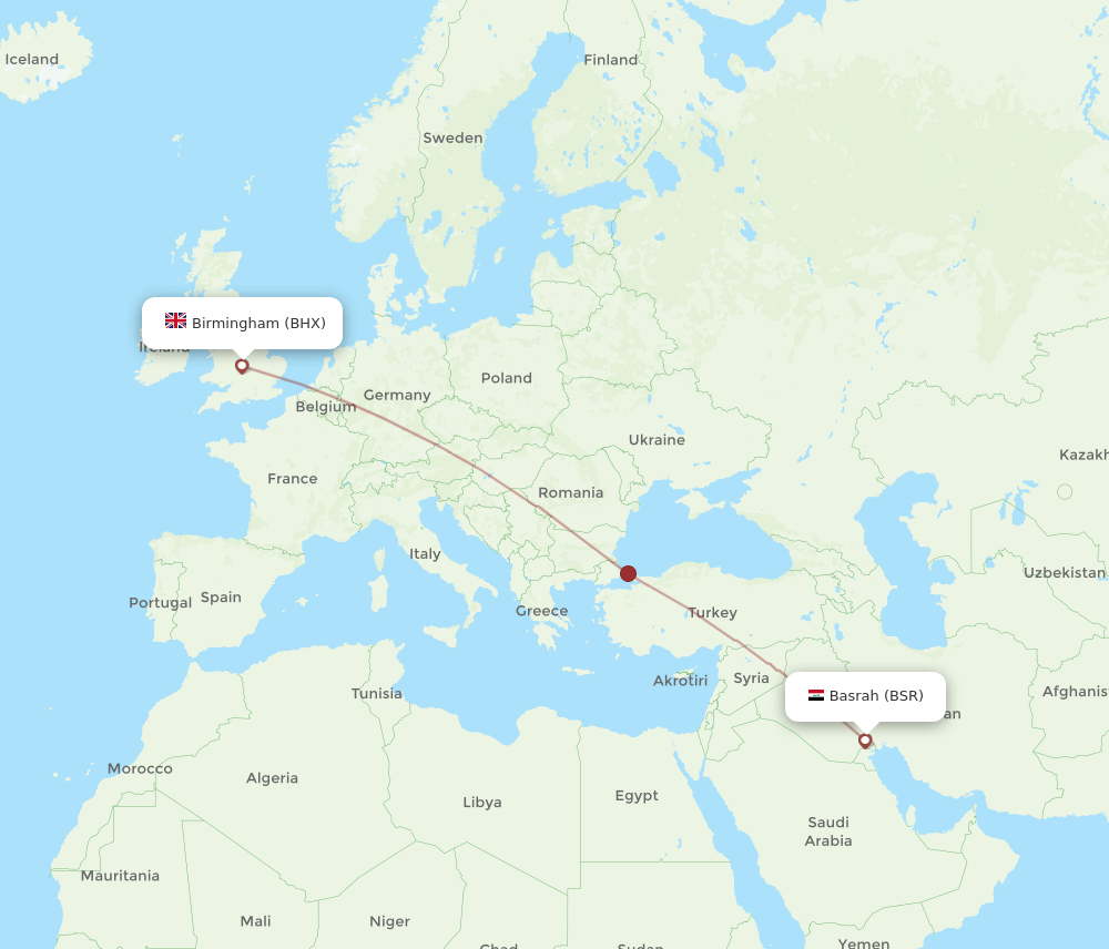 BHX-BSR flight routes