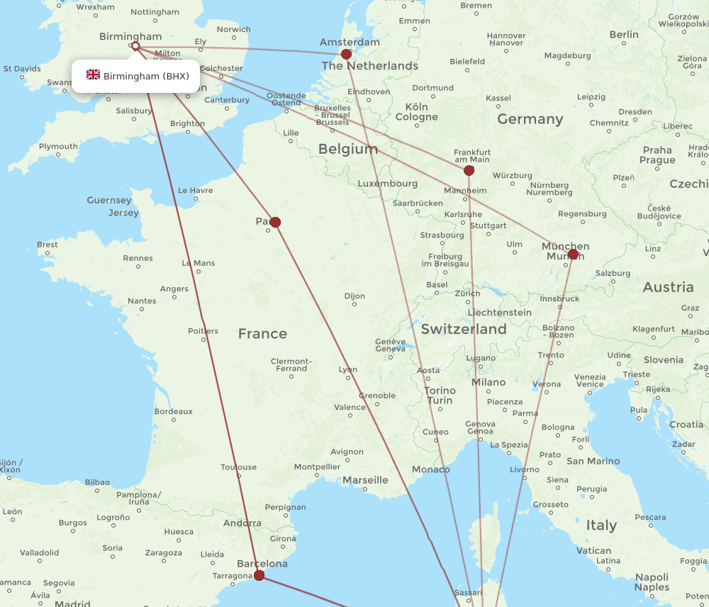 BHX-CAG flight routes