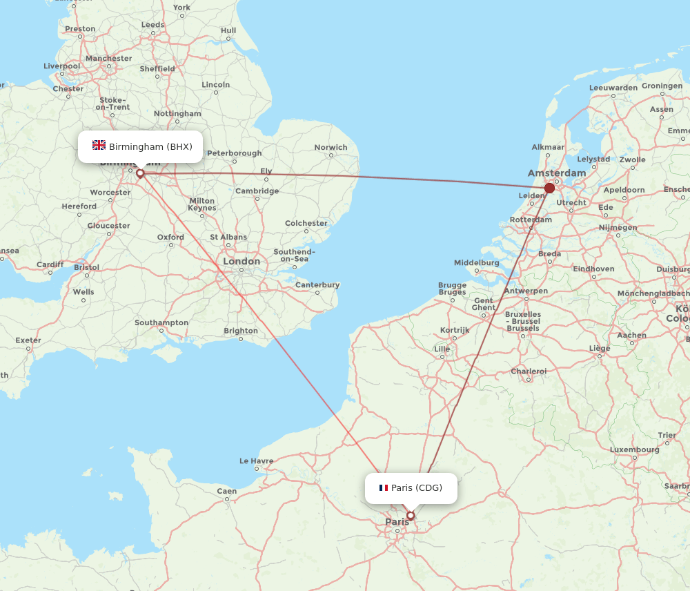BHX-CDG flight routes