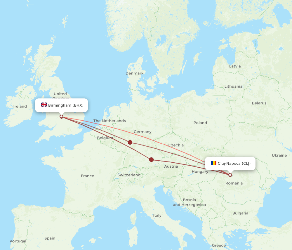 BHX-CLJ flight routes