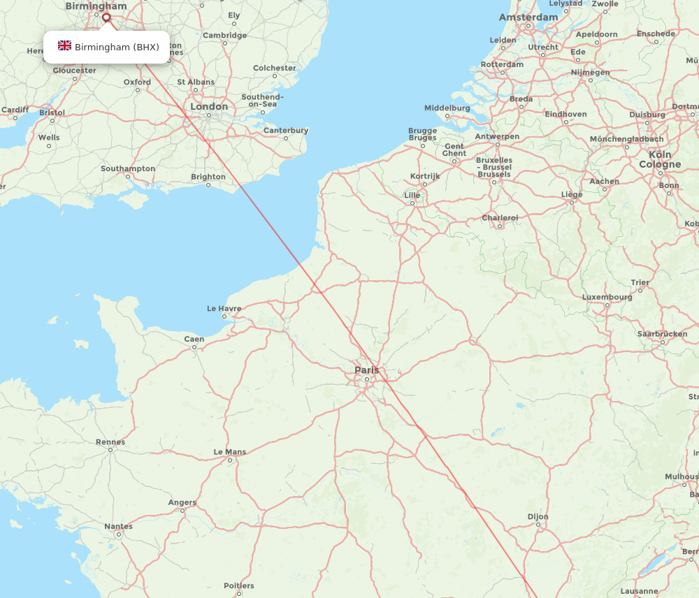 BHX to CMF flights and routes map