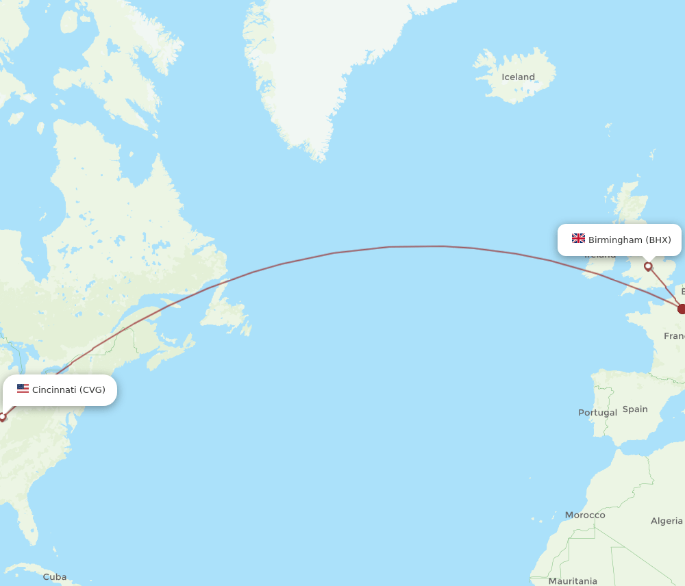 BHX-CVG flight routes
