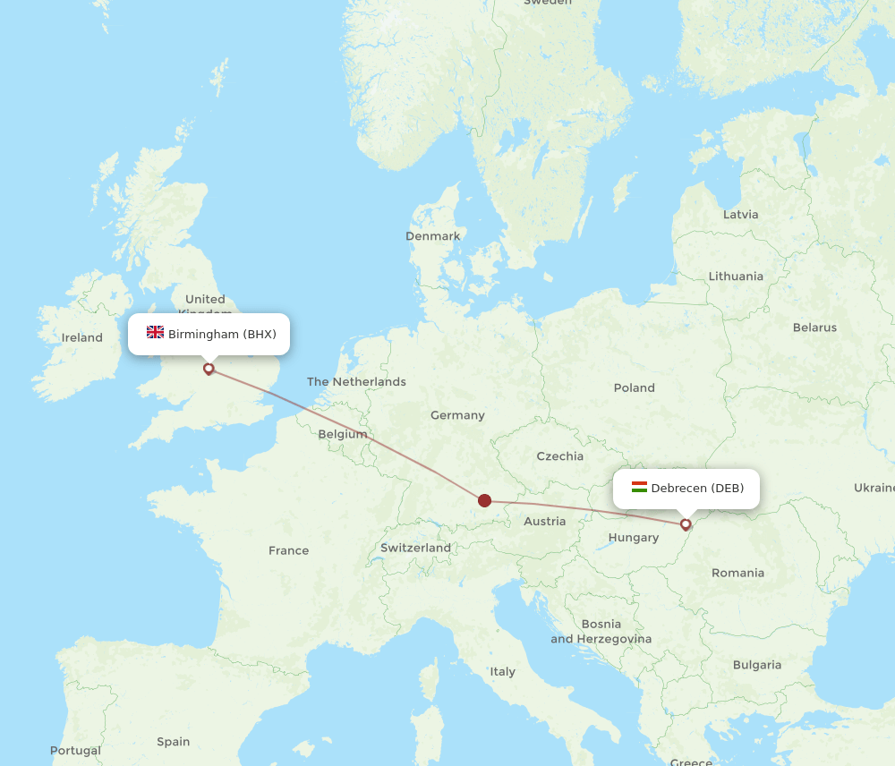 BHX-DEB flight routes