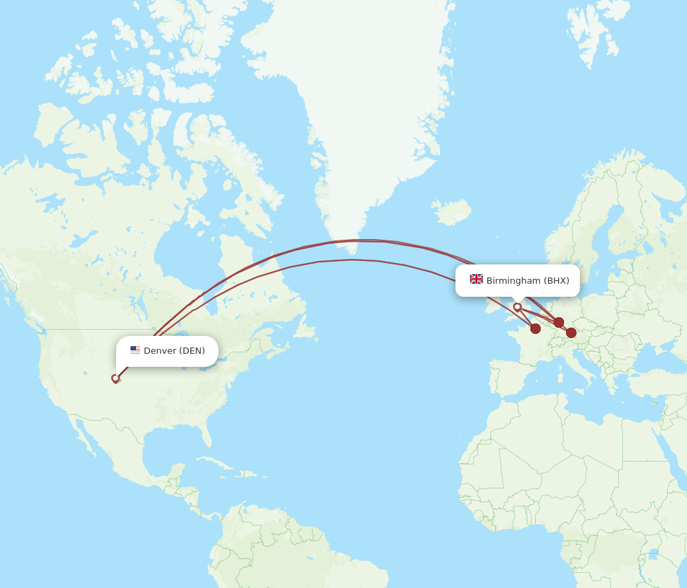 BHX-DEN flight routes