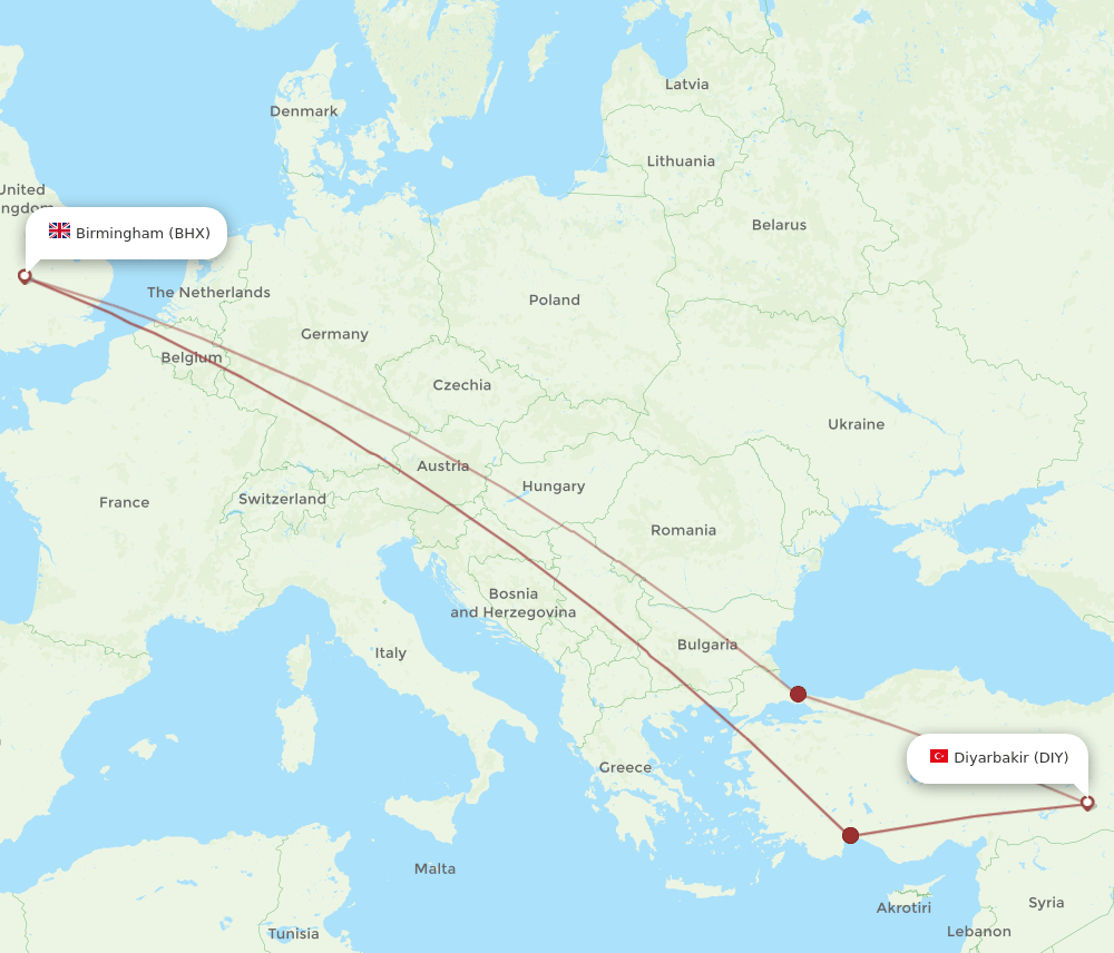 BHX-DIY flight routes