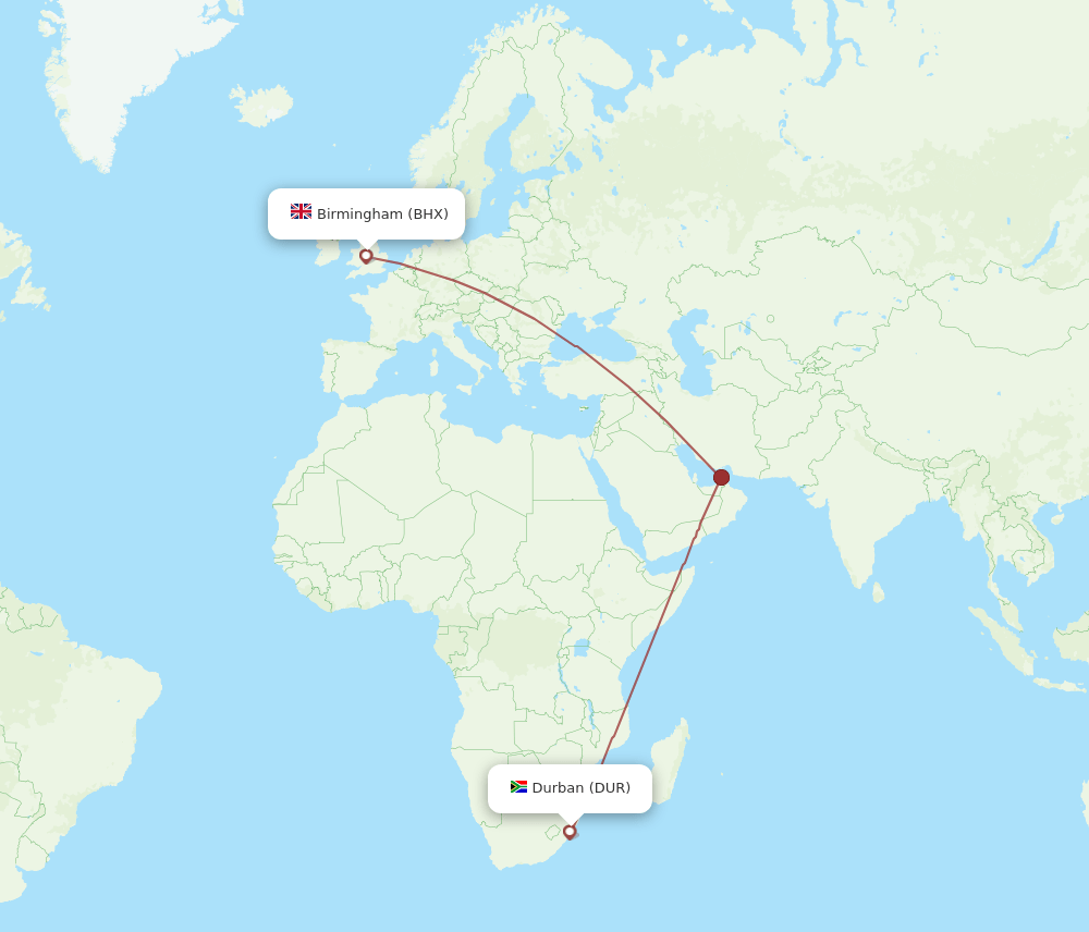 BHX-DUR flight routes