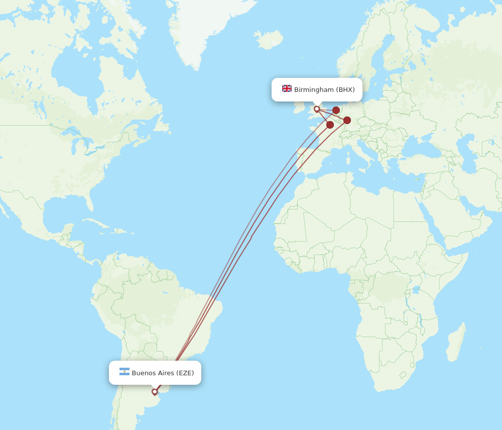 BHX-EZE flight routes