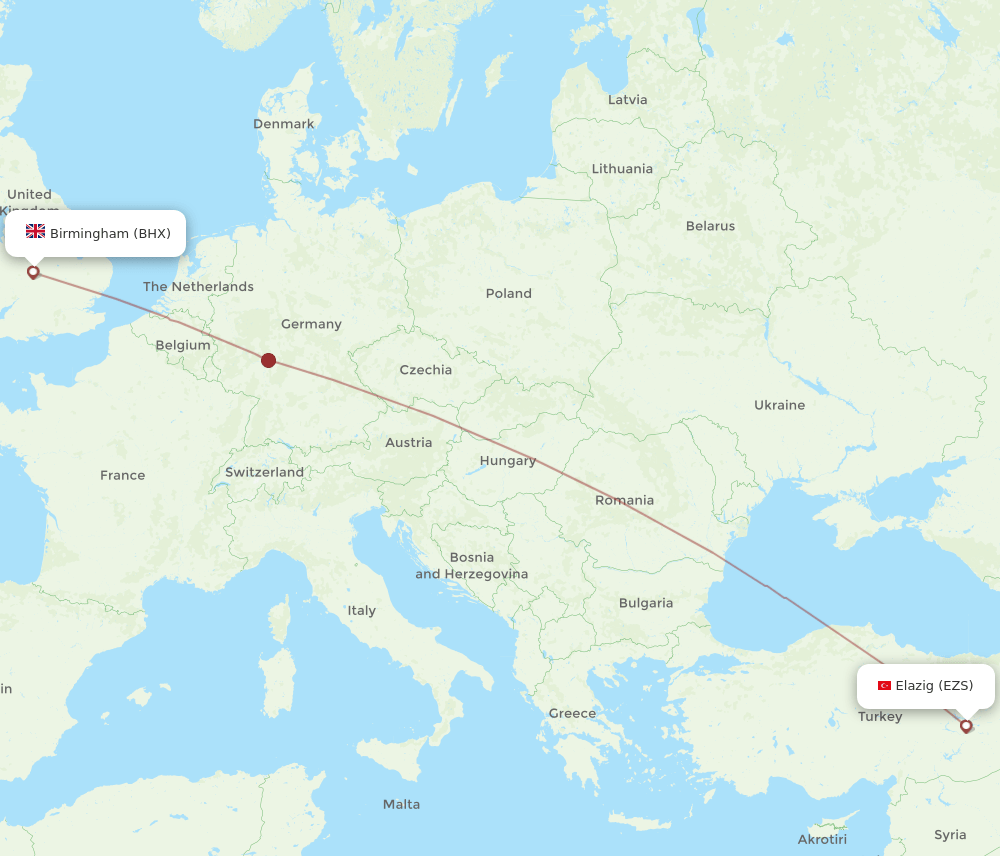 BHX-EZS flight routes