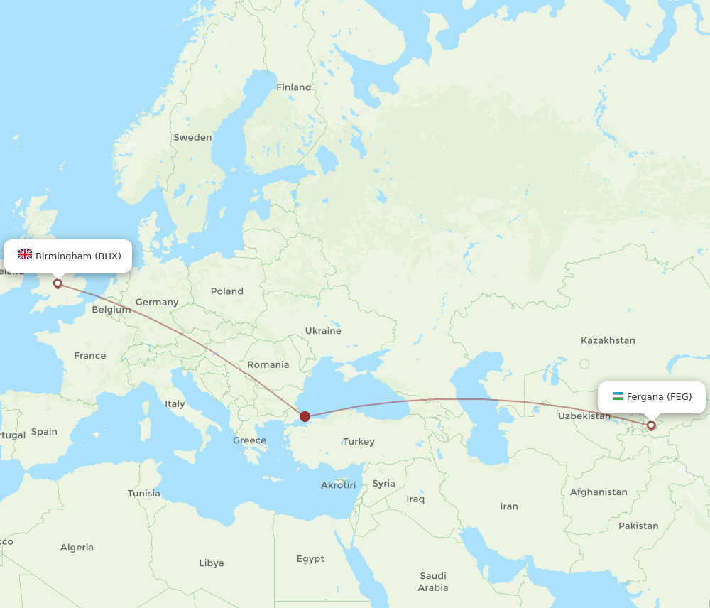 BHX-FEG flight routes