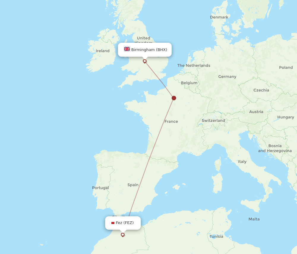 BHX-FEZ flight routes