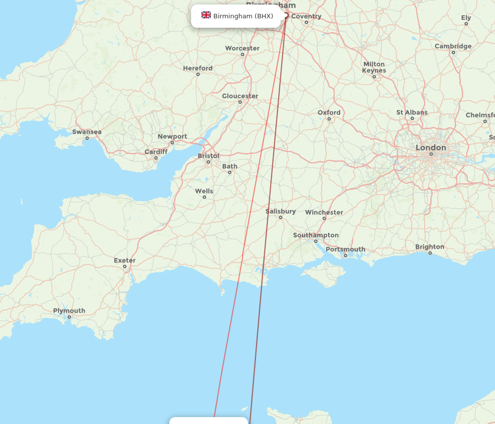 BHX-GCI flight routes