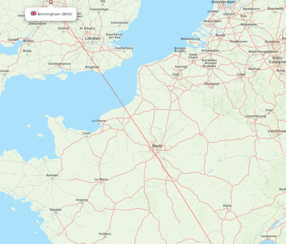 BHX to GNB flights and routes map