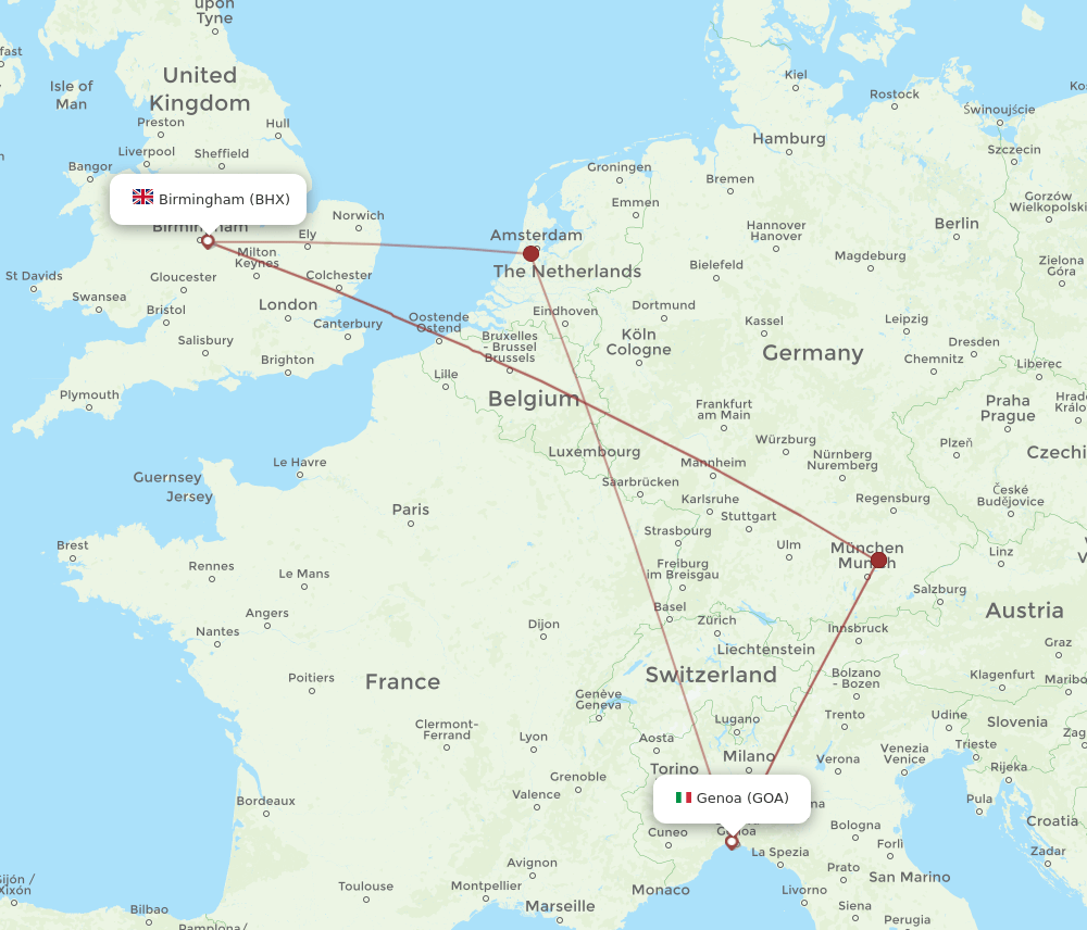 BHX-GOA flight routes