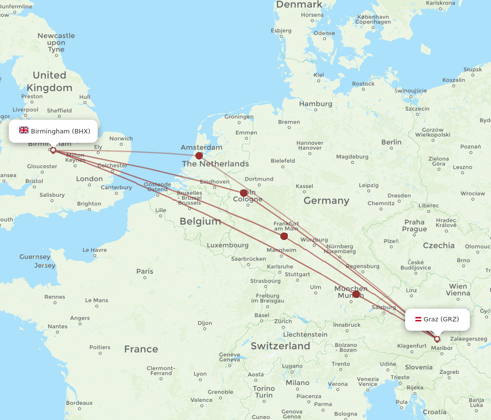 BHX-GRZ flight routes