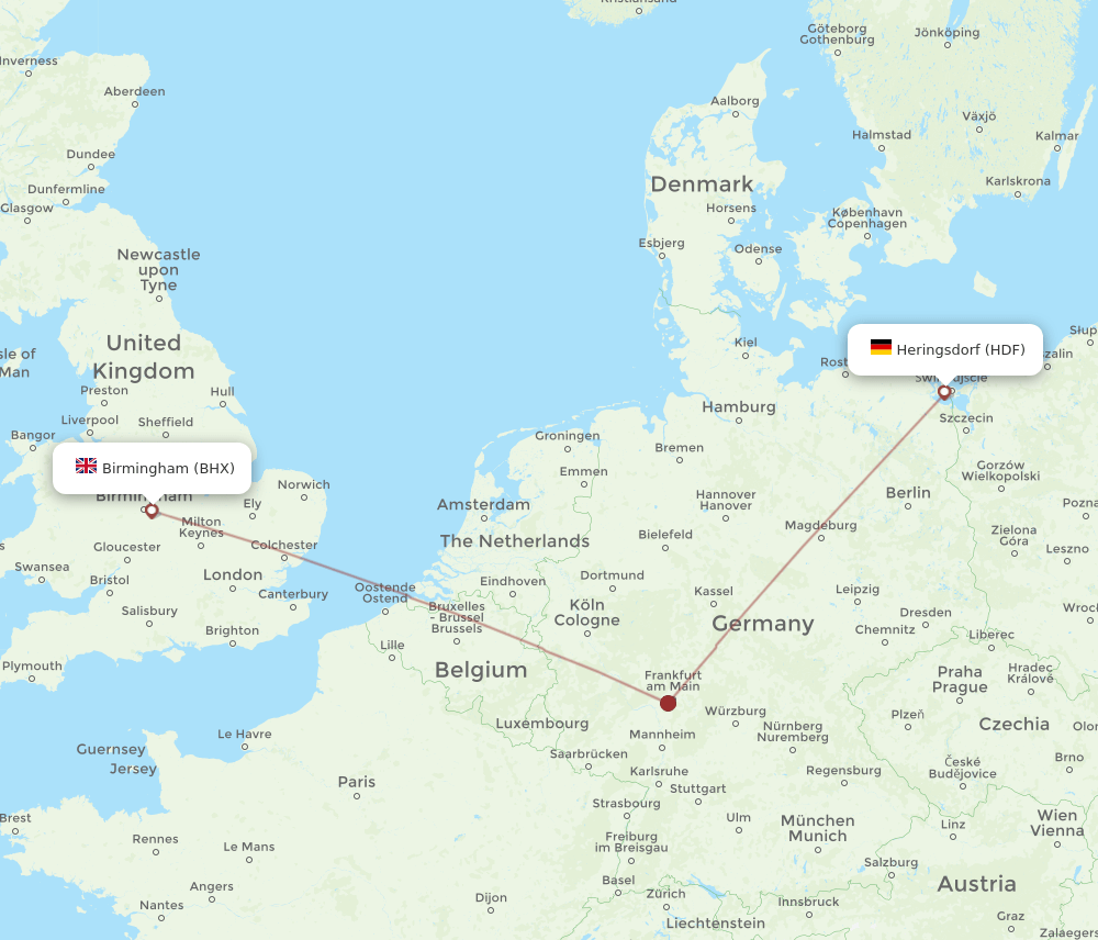BHX-HDF flight routes