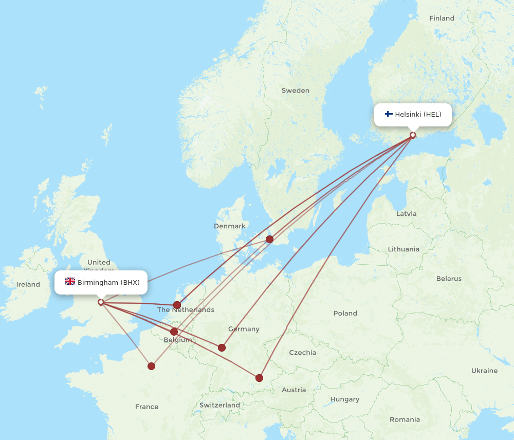 BHX-HEL flight routes