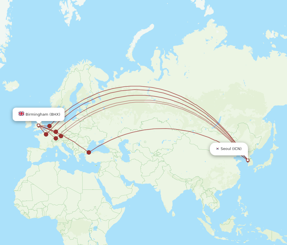BHX-ICN flight routes