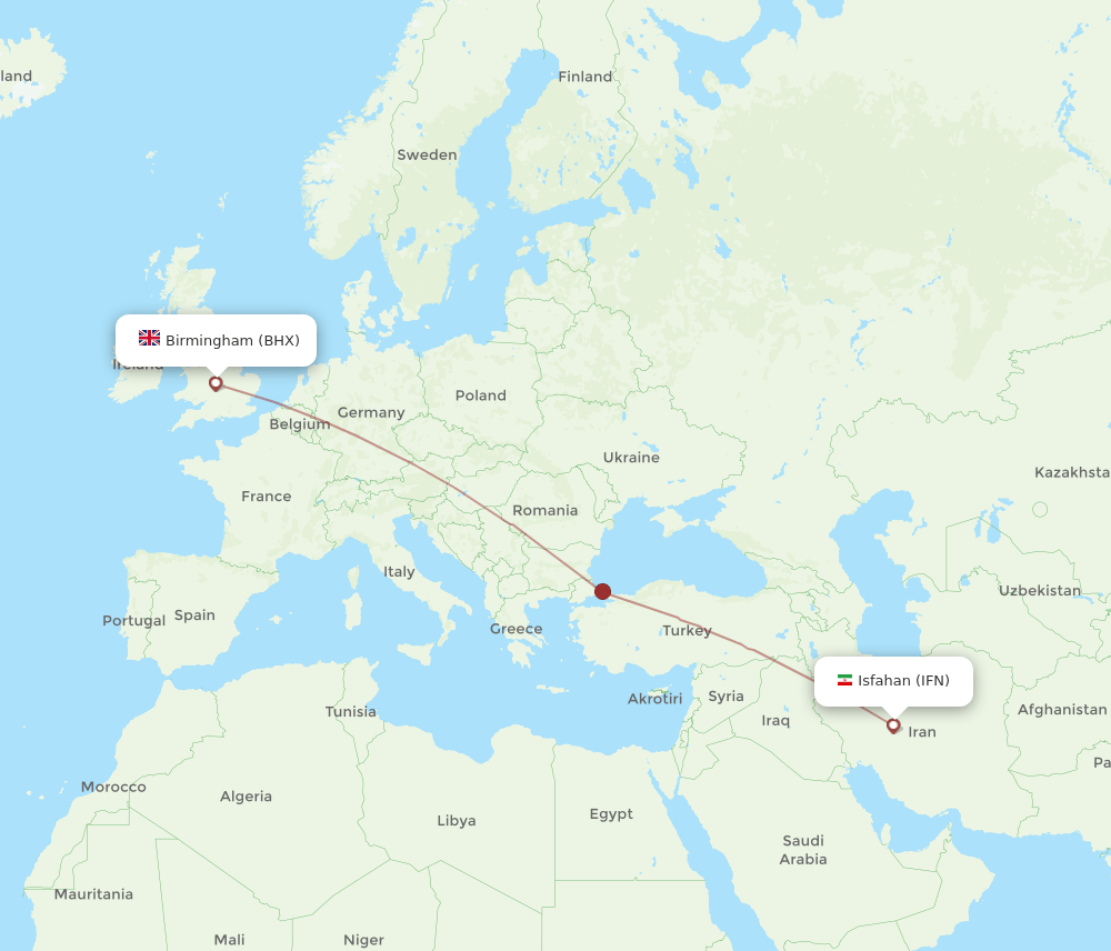 BHX-IFN flight routes