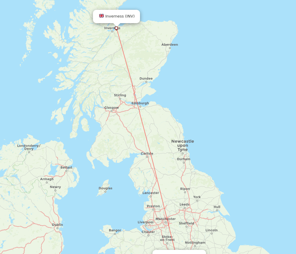 Birmingham - Inverness route map and flight paths