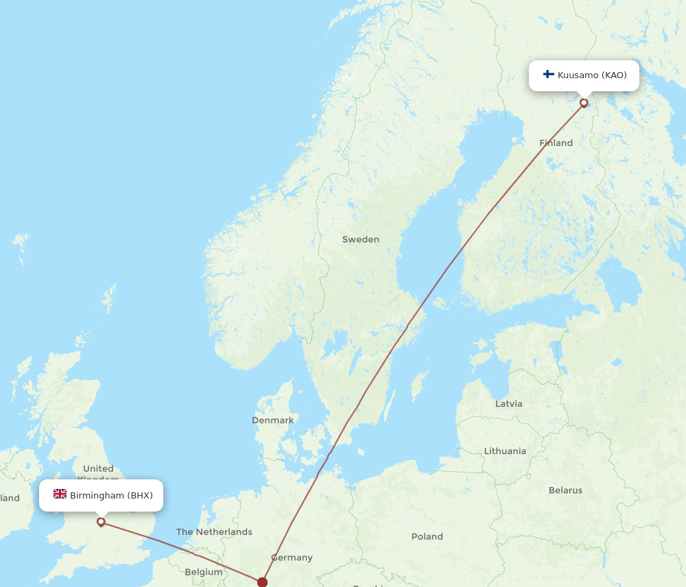 BHX-KAO flight routes
