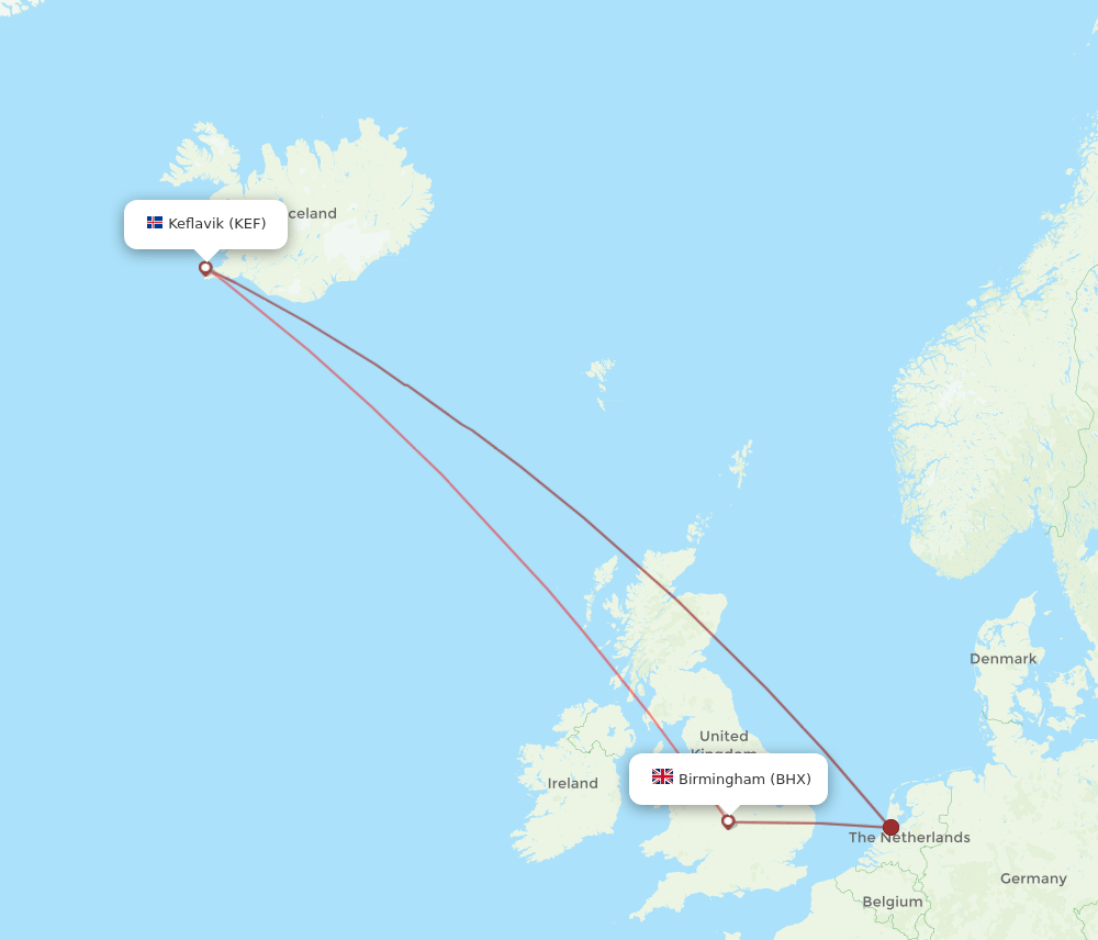 BHX-KEF flight routes