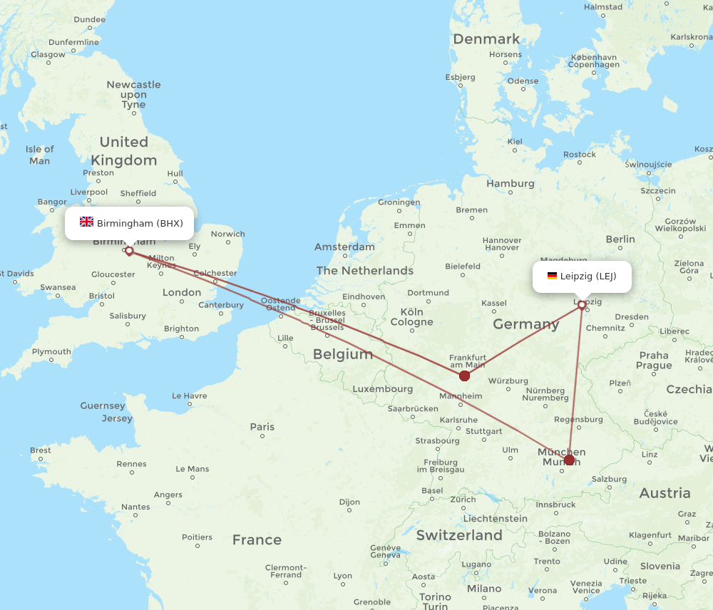 BHX-LEJ flight routes