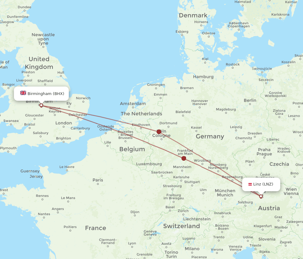 BHX-LNZ flight routes