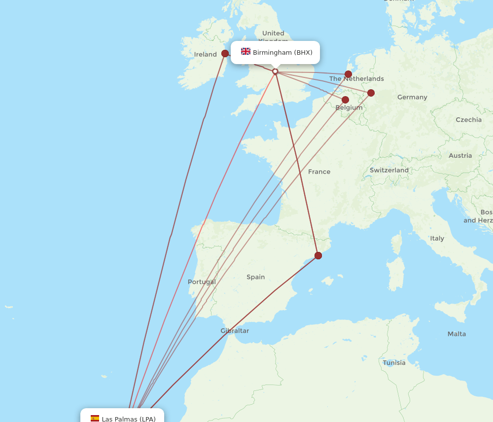 BHX-LPA flight routes
