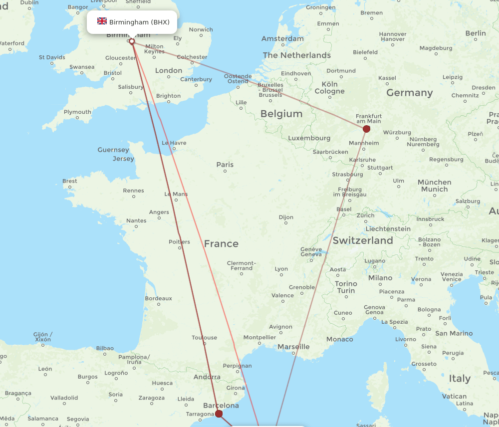 BHX-MAH flight routes