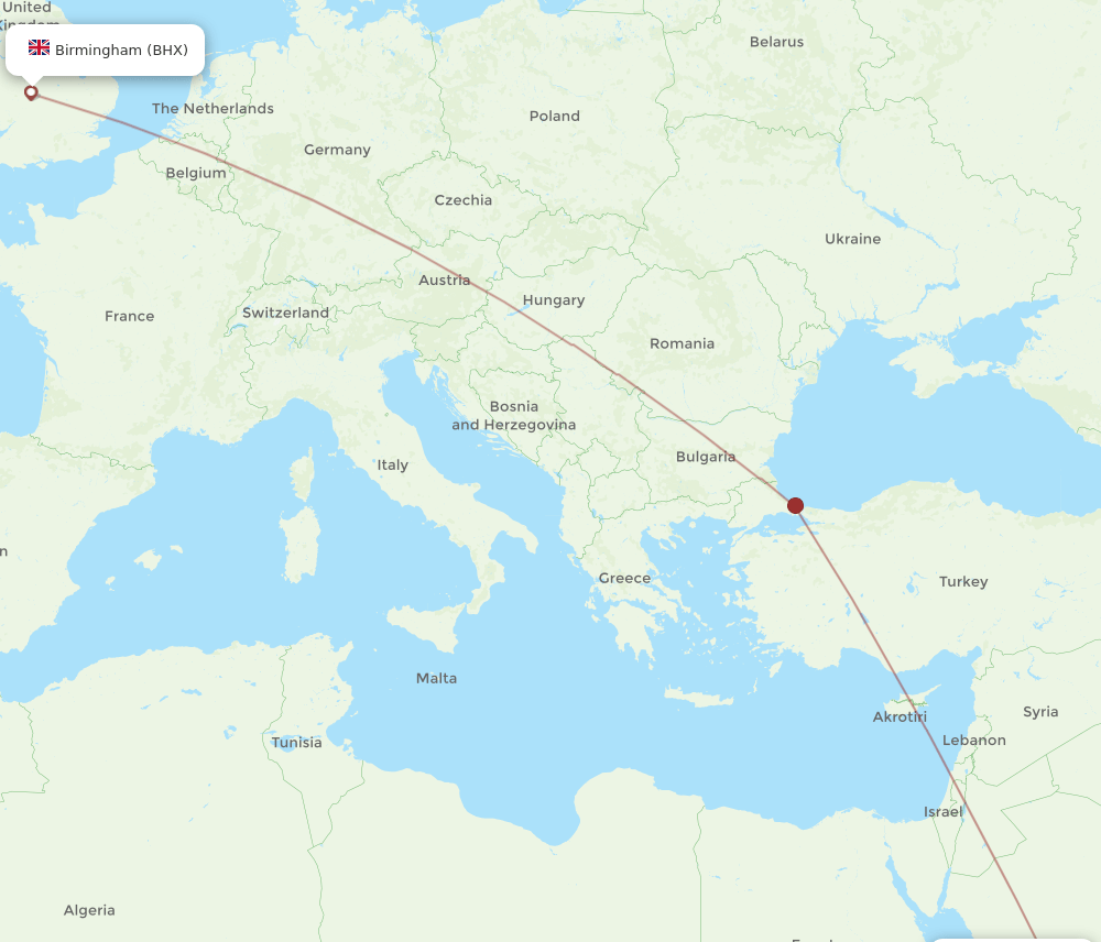 BHX-MED flight routes