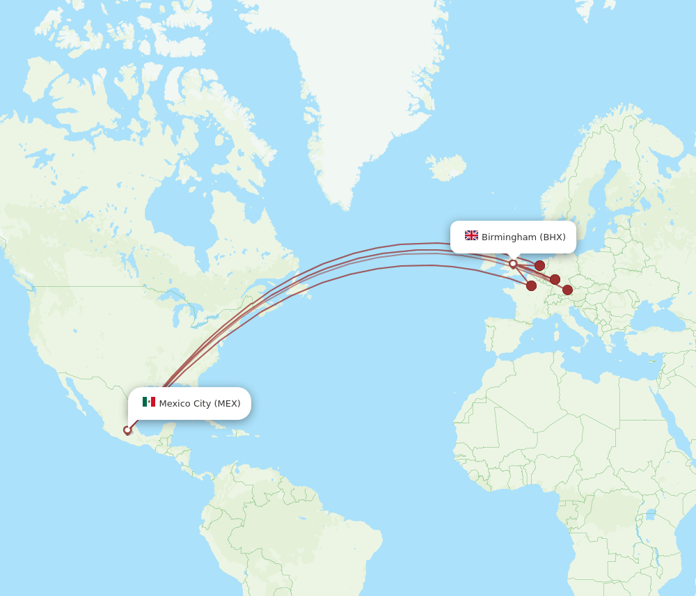 BHX-MEX flight routes