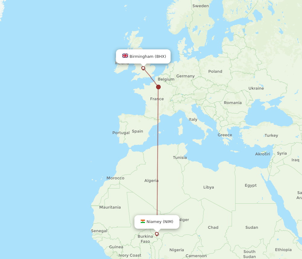 BHX-NIM flight routes