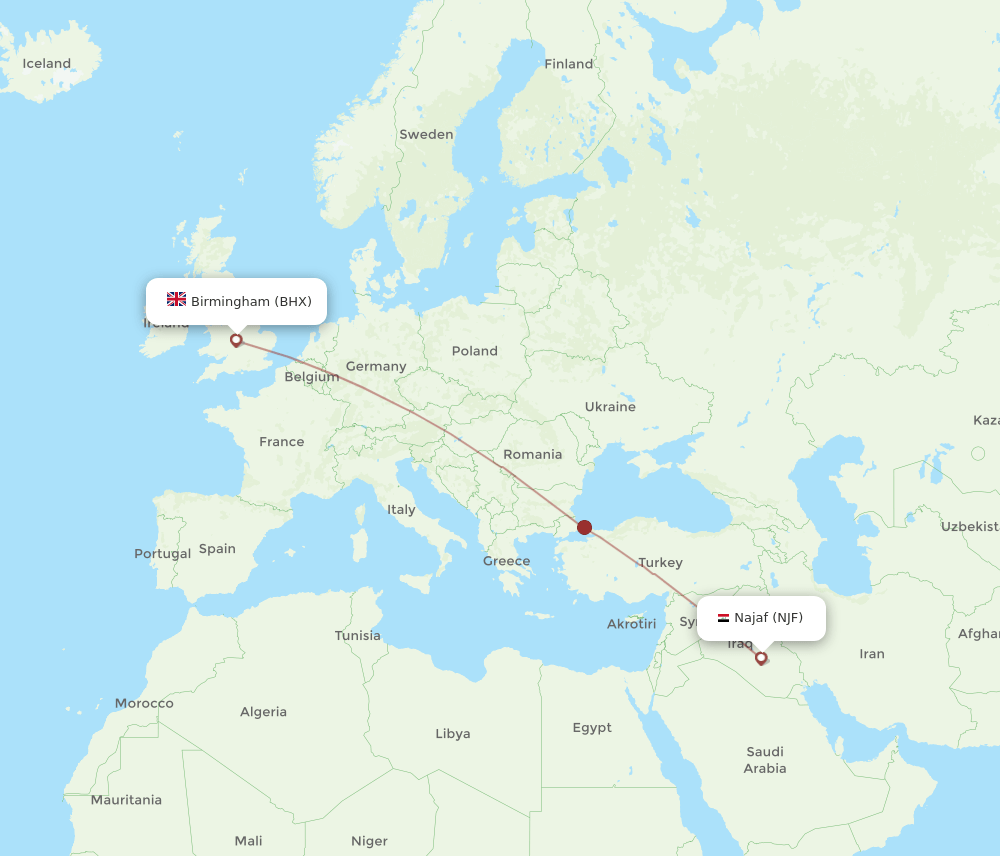 BHX-NJF flight routes