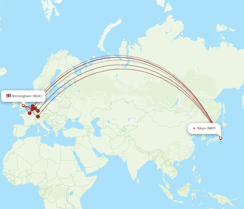 BHX-NRT flight routes
