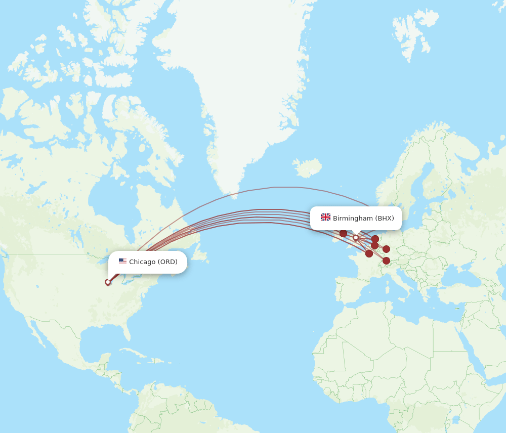 BHX-ORD flight routes