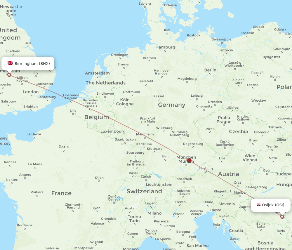 BHX-OSI flight routes