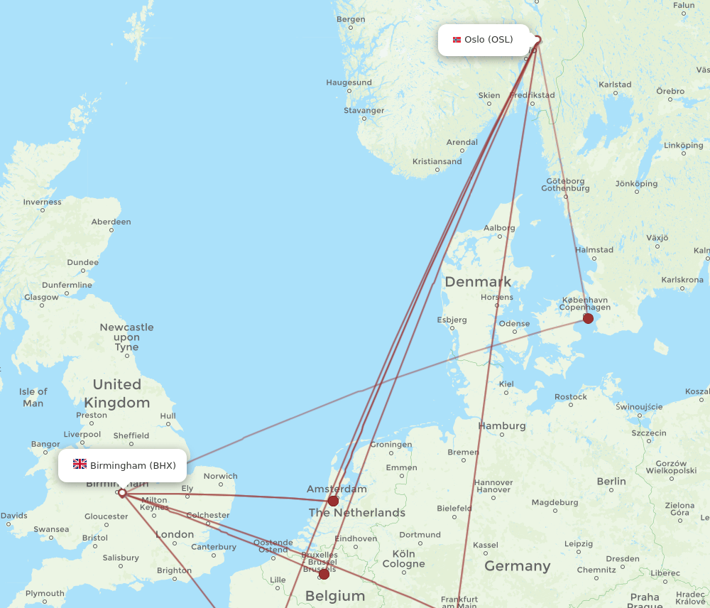 BHX-OSL flight routes