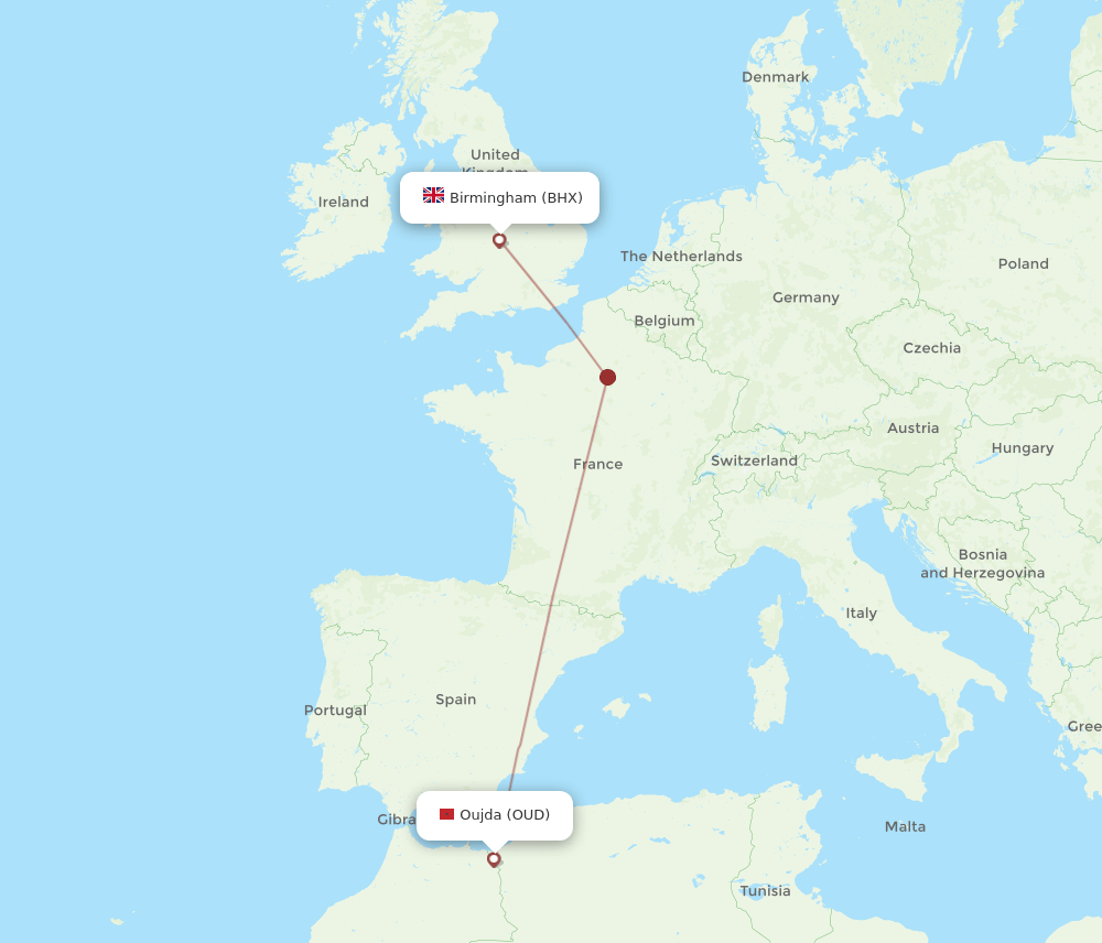 BHX-OUD flight routes