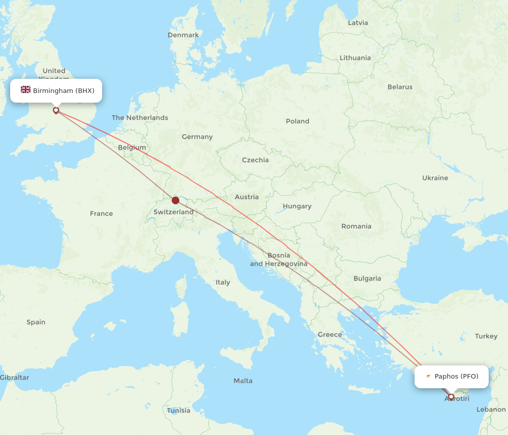 BHX-PFO flight routes