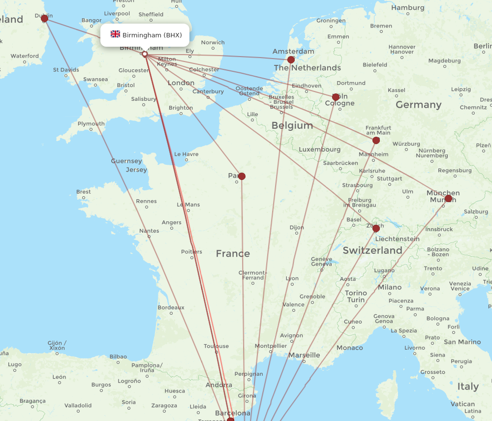 BHX to PMI flights and routes map
