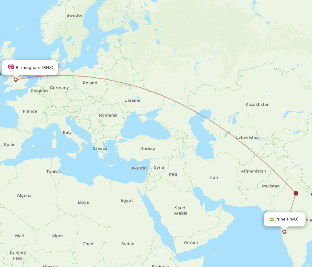 BHX-PNQ flight routes