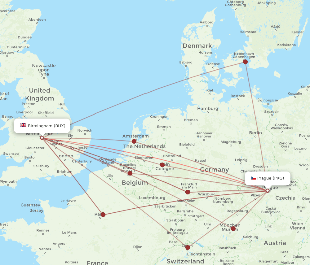 BHX-PRG flight routes