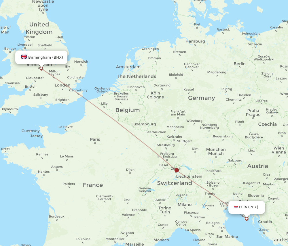 BHX-PUY flight routes