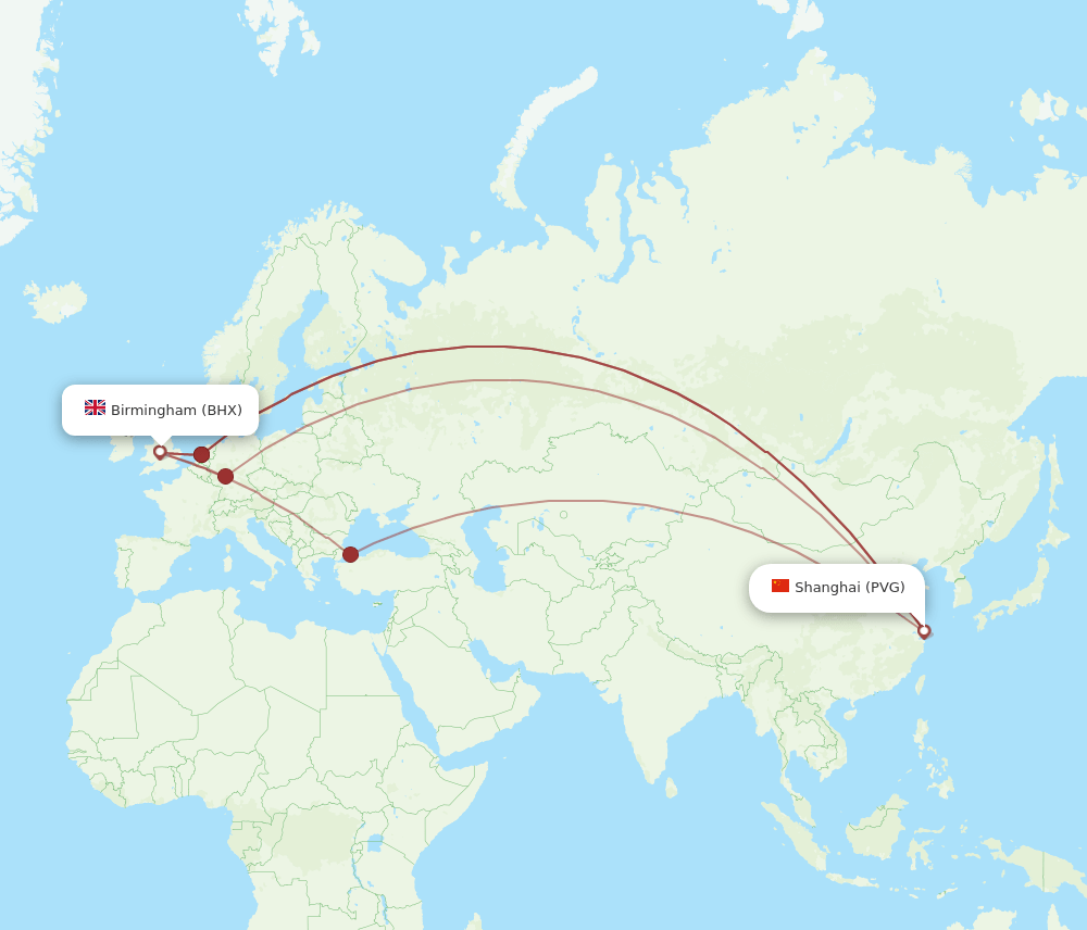 BHX-PVG flight routes