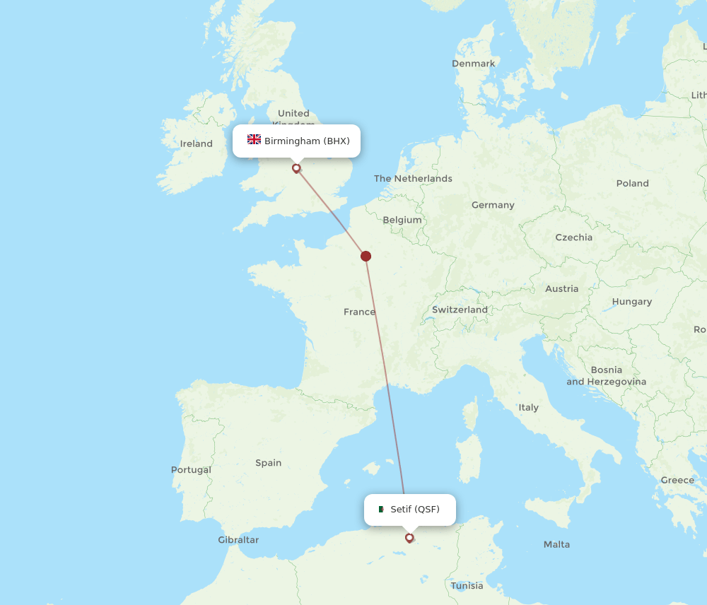 BHX-QSF flight routes