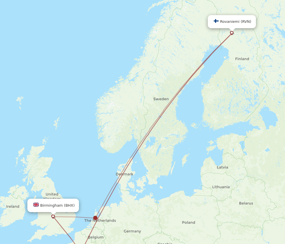 BHX-RVN flight routes