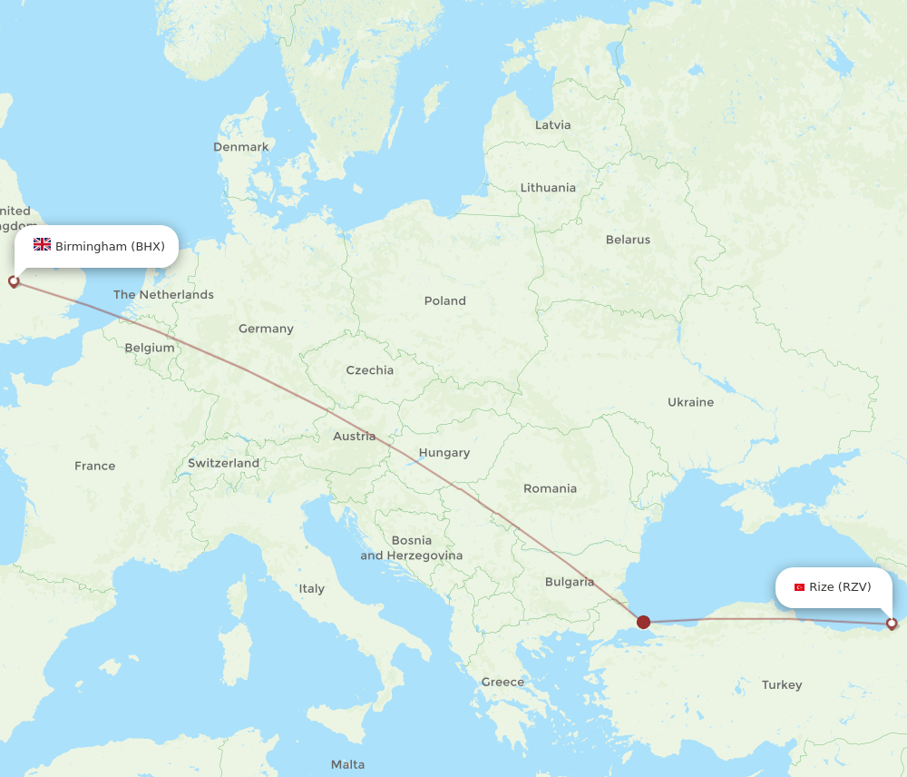 BHX-RZV flight routes